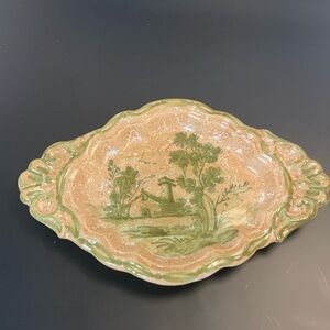 VINTAGE TUSCAN DECOR-PLATE MEISELMAN IMPORTS/ART POTTERY/CERAMIC OVAL ITALY